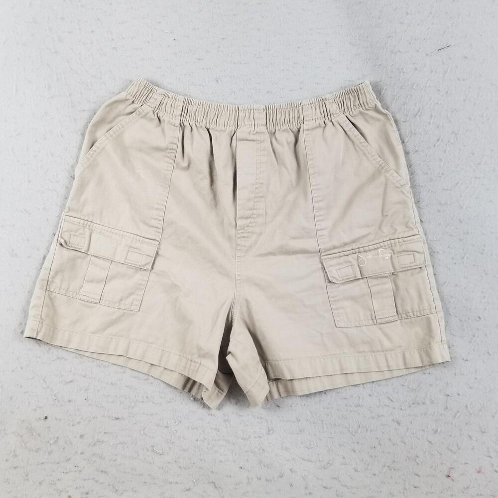 Jonathan Logan Shorts Mens XL Khaki Cargo Elastic Waist‎ Cotton Casual Pockets